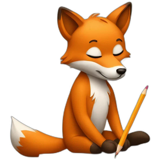 artist fox writing with a pencil emoji