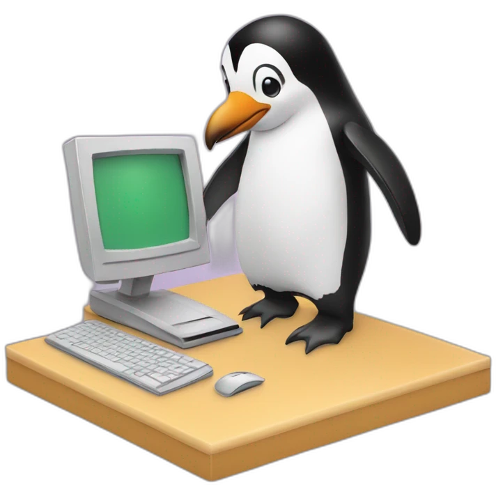 Penguin and computer emoji