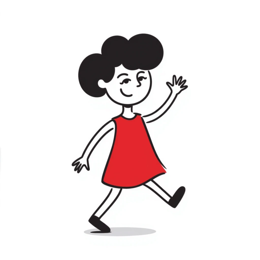hand-drawn little child wearing a red dress emoji