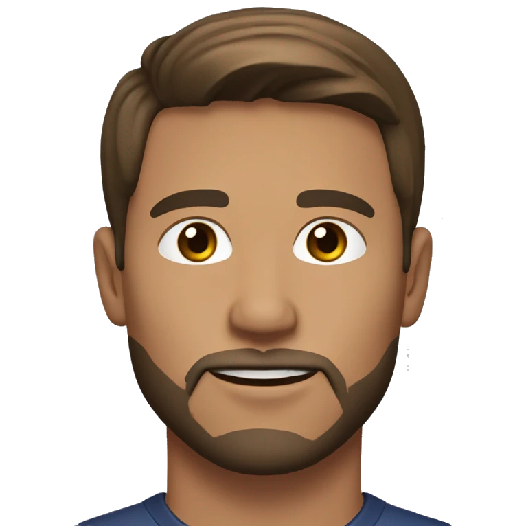 A handsome 25 year old man with middle parted fairly short brown hair, brown eyes, a very light goatee beard outdoors emoji
