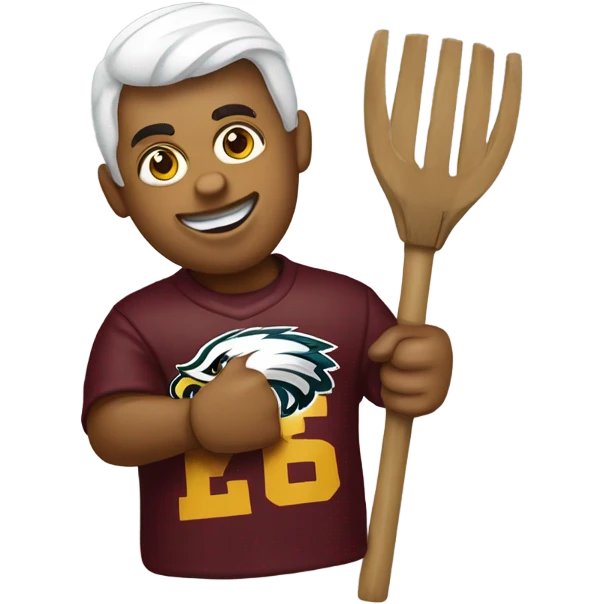 Eagles fan with pitch fork on redskins  emoji