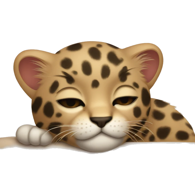 leopard kitten face sleeping emoji