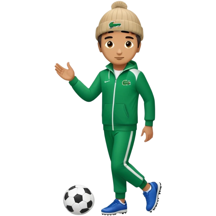 Un homme avec un survet de foot et un bonnet lacoste emoji