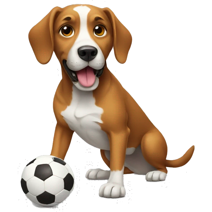 Dog playing football emoji