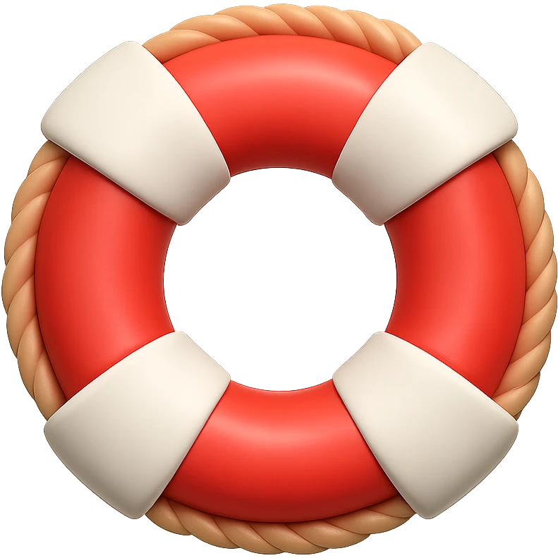 {
  "title": "3D Skeuomorphic Emoji Icon Schema",
  "type": "object",
  "properties": {
    "object": {
      "type": "string",
      "description": "Name of the object to be represented (e.g., 'money bag', 'camera', 'pizza')."
    },
    "style": {
      "type": "string",
      "enum": ["3D skeuomorphic emoji"],
      "description": "Visual style to be used for rendering."
    },
    "materials": {
      "type": "object",
      "properties": {
        "base": {
          "type": "string",
          "description": "Primary material texture, e.g., 'smooth cloth', 'metallic', 'plastic'."
        },
        "details": {
          "type": "array",
          "items": { "type": "string" },
          "description": "Secondary materials or embellishments (e.g., rope, buttons, stitching)."
        }
      }
    },
    "colors": {
      "type": "object",
      "properties": {
        "baseColor": {
          "type": "string",
          "description": "Main color of the object (e.g., '#F5DEB3' for a beige sack)."
        },
        "accentColors": {
          "type": "array",
          "items": { "type": "string" },
          "description": "Accent or highlight colors (e.g., yellow for dollar sign)."
        }
      }
    },
    "lighting": {
      "type": "object",
      "properties": {
        "type": {
          "type": "string",
          "enum": ["soft", "ambient", "studio"],
          "description": "Lighting type used to shade and define volume."
        },
        "shadows": {
          "type": "boolean",
          "description": "Indicates if soft drop shadows are used."
        }
      }
    },
    "geometry": {
      "type": "object",
      "properties": {
        "dimensionality": {
          "type": "string",
          "enum": ["3D"],
          "description": "Indicates that object is rendered in 3D."
        },
        "roundedEdges": {
          "type": "boolean",
          "description": "Indicates if object has smooth, rounded edges."
        }
      }
    },
    "expression": {
      "type": "string",
      "enum": ["playful", "realistic", "friendly"],
      "description": "Overall emotional tone of the icon."
    },
    "background": {
      "type": "string",
      "enum": ["transparent", "white", "gradient"],
      "description": "Background type for the rendered emoji."
    }
  },
  "required": ["object", "style", "materials", "colors", "lighting", "geometry", "expression", "background"]
}

lifebuoy emoji