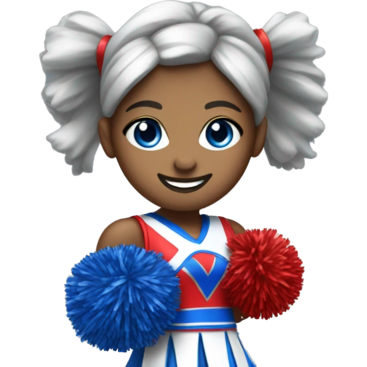  Cheerleader with pom-poms blue red and silver emoji