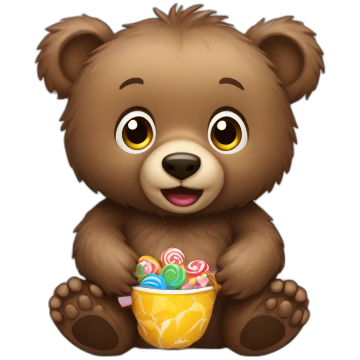 Baby grizzly bear holding candy emoji