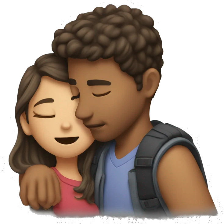 A guy kissing a girl emoji