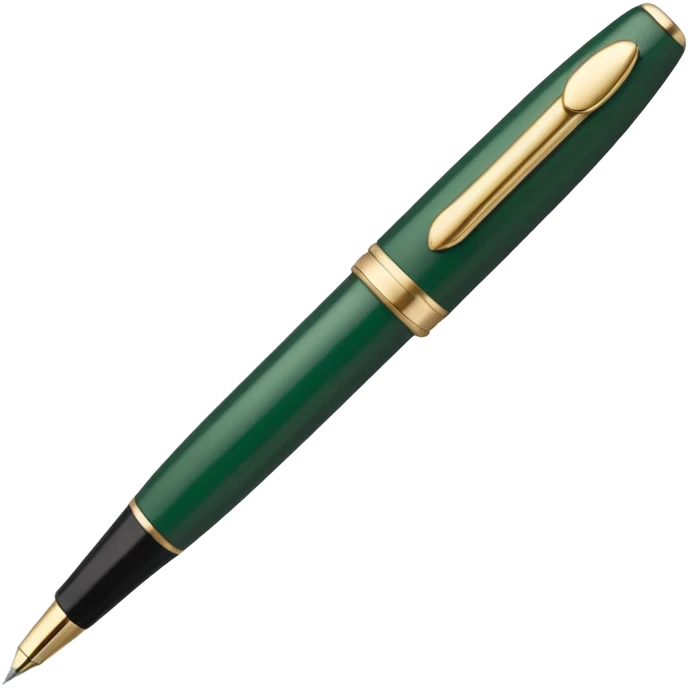dark green Parker pen with light beige details, Apple emoji style, no text emoji