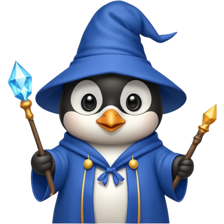 A cute penguin wizard emoji