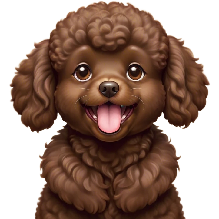 Cinematic Cute Yawning Chocolate Poodle Portrait Emoji, Head tilted slightly with a dramatic, wide-open yawn, displaying a soft, curly chocolate Fur with a refined texture, floppy ears slightly drooping, round brown eyes barely open in drowsy contentment, Simplified yet irresistibly adorable features, highly detailed, glowing with a soft, cozy glow, high shine, relaxed yet expressive, stylized with a touch of whimsy, bright and endearing, soft glowing outline, capturing the essence of a sleepy yet affectionate companion, so drowsy it feels like it could stretch right out of the screen and curl up for a nap! emoji