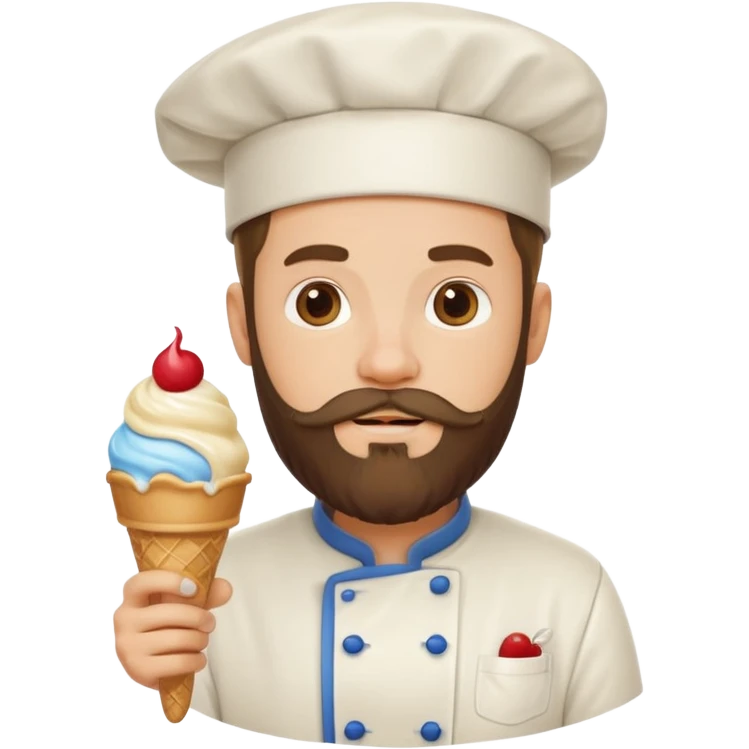bearded chef holding ice cream emoji