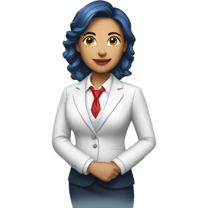 latin woman in blue suit, white shirt and red tie emoji