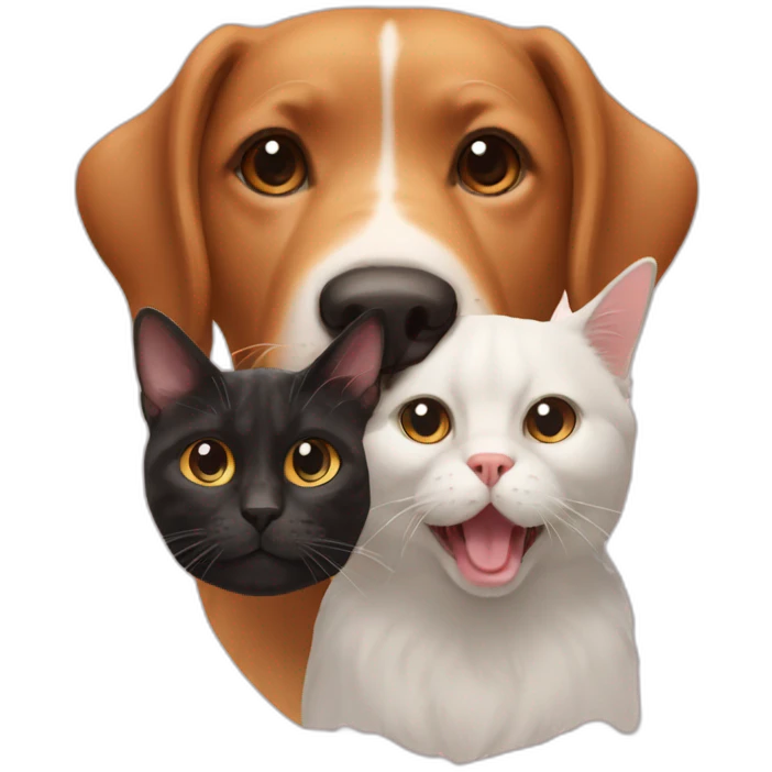 a single animal with one part cat and the other dog emoji