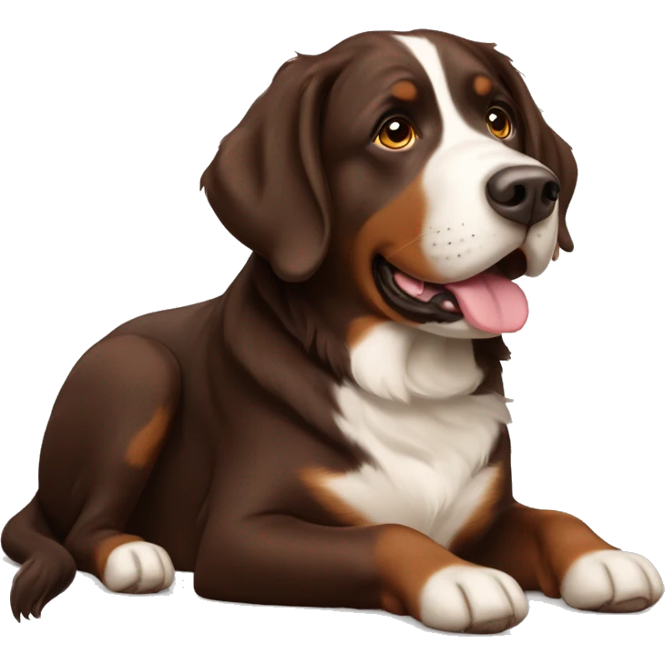 chocolate Labrador retriever with Bernese mountain dog emoji