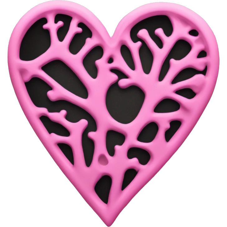 Pink and black skeleton heart emoji