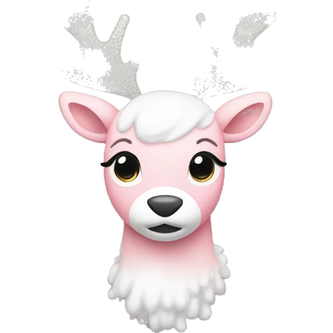 sparkly light pink and white pretty reindeer emoji