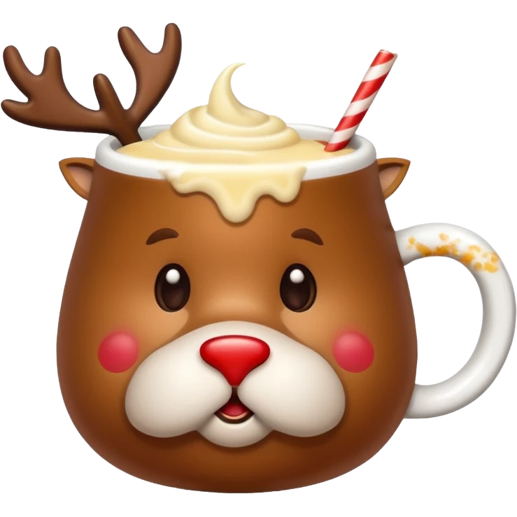 cute reindeer sipping hot eggnog emoji