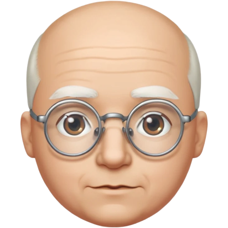 chauve cheveux blanc visage rond lunette gros sourcils emoji