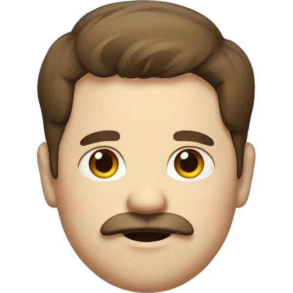 slightly chubby man with brown hair and smaller moustache emoji