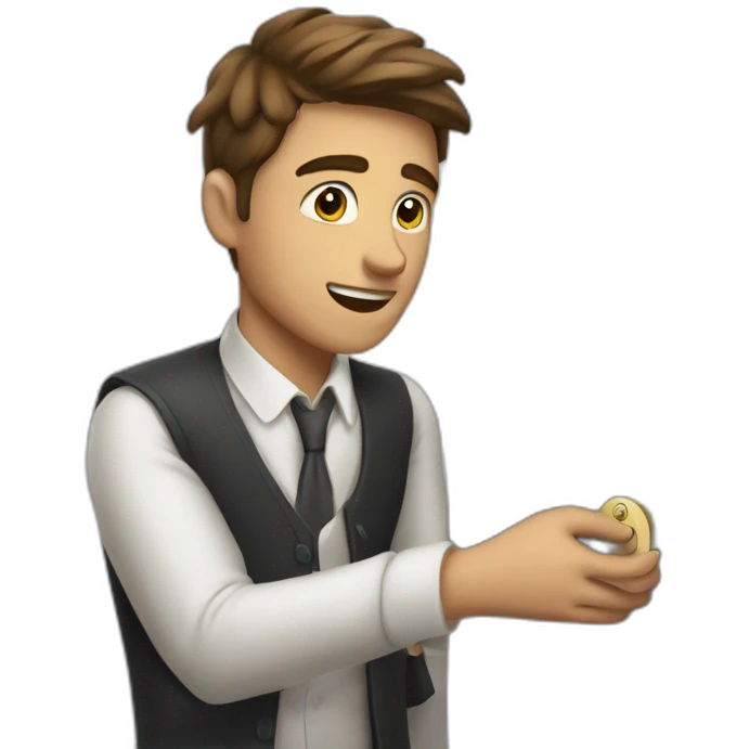 classy 20 years old man struggling to get a key into a lock emoji