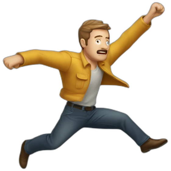 A man flying away from a punch emoji