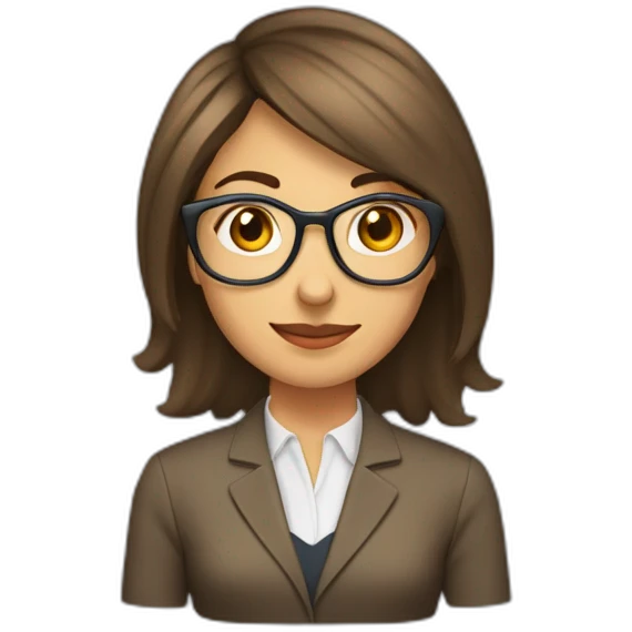 periodista mujer joven pelo largo castaño emoji