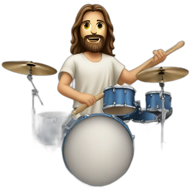 Jesus playing drums in metal band  emoji