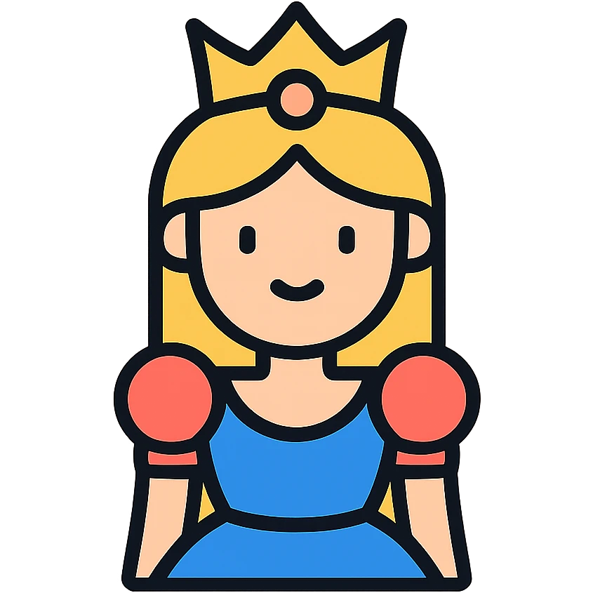 princess character, color outline icon style emoji
