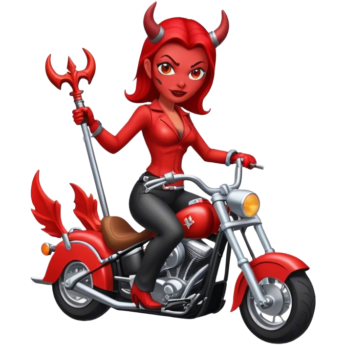 Female Devil riding a chopper motorcycle  emoji