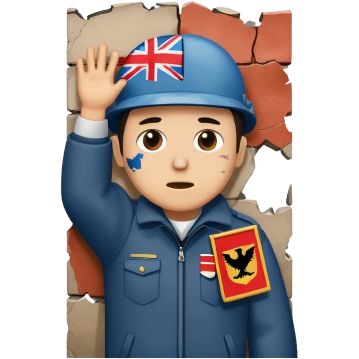 Una bandiera con una persona che abbatte il Murè che c’era a Berlino US e URSS emoji