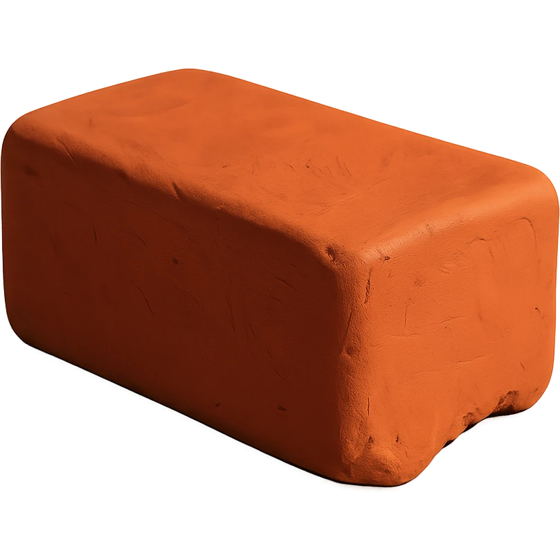a single clay brick, detailed clay texture, claymation style, with a chipped corner emoji
