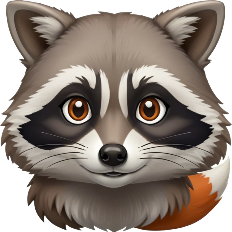 Collage of a raccoon and a fox, in close-up, set in a beautiful forest with tall trees, green bushes, and sunlight filtering through the leaves. Both animals look curious and playful. A vibrant, wild atmosphere with a transparent background. emoji