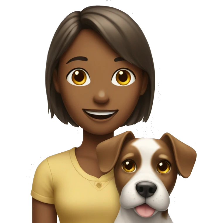 Girl saying hi to dog emoji