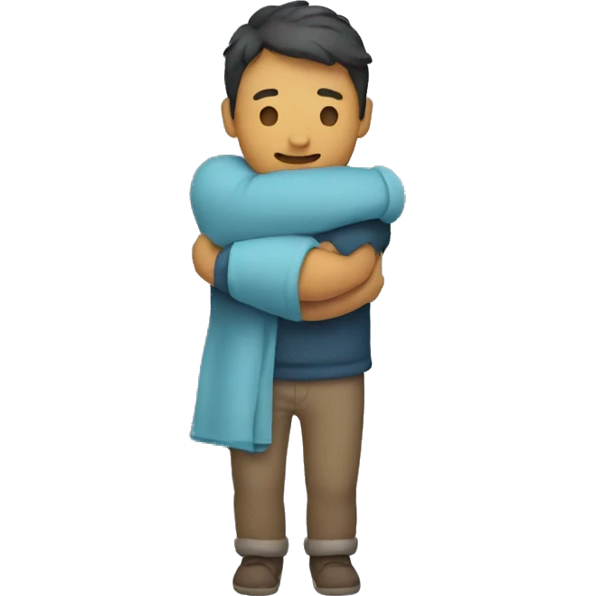 person wrapping arms around self emoji
