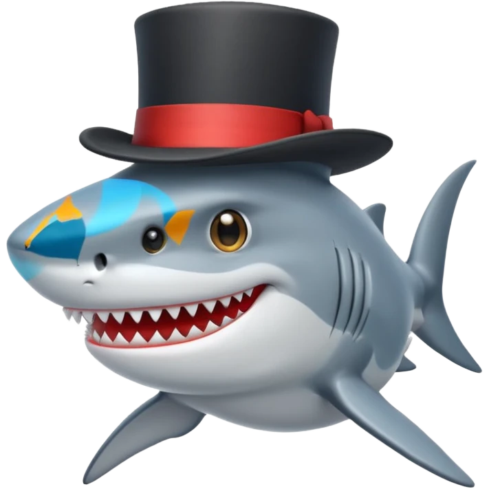 Shark with a top hat emoji