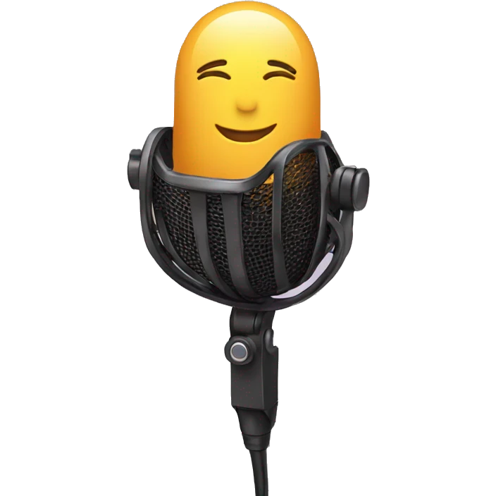 hand holding mic towards the screen emoji