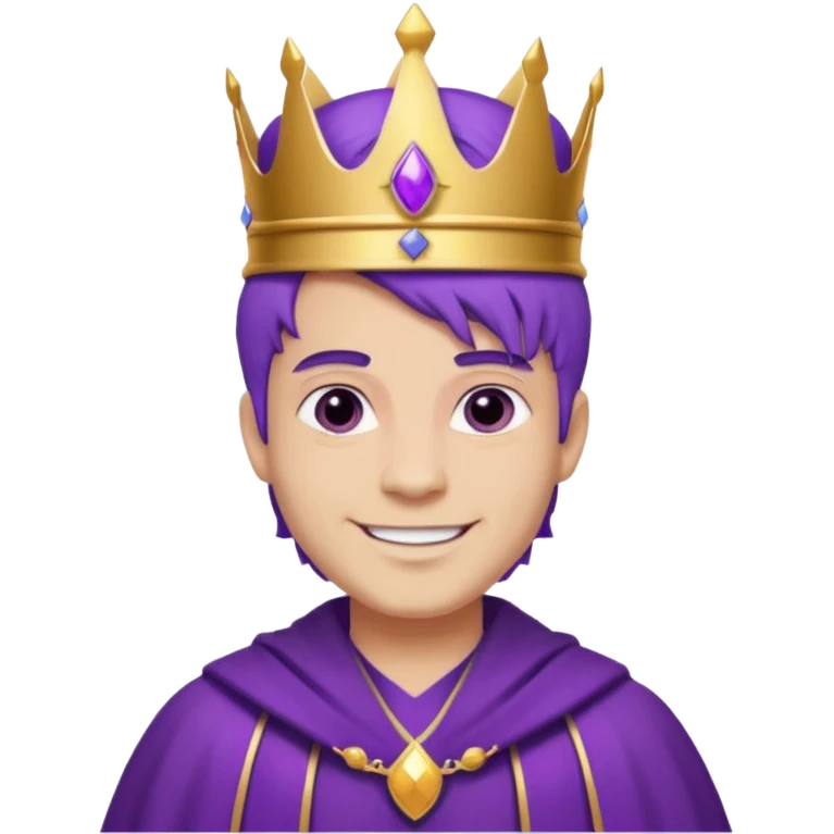 اريد ملك لونه ابيض لون عينيه بنفسجيه وايضا لون ملابسه متل الملك ولونها بنفسجي واريد ان يكون لديه تاج لونه بنفسجي واريده ان يكون شعره بنفسجي اريده ان يضحك emoji