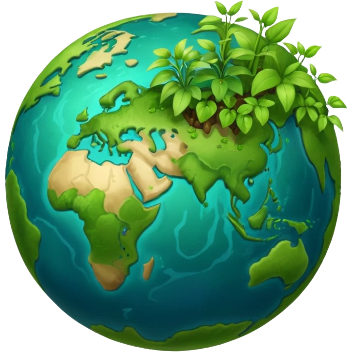 globe with plants sprouting all over it emoji