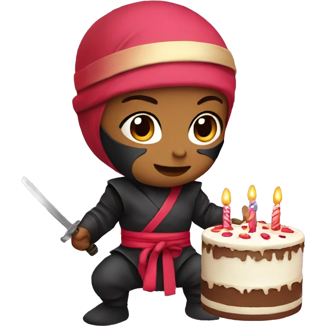 baby ninja with birthday cake  emoji