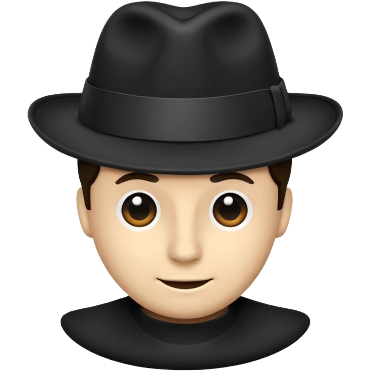 fedora, isolated, transparent background, black emoji