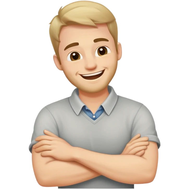 Arms crossed holding neck laughing guy emoji