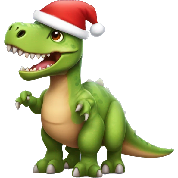 dinosaur wearing santa hat emoji