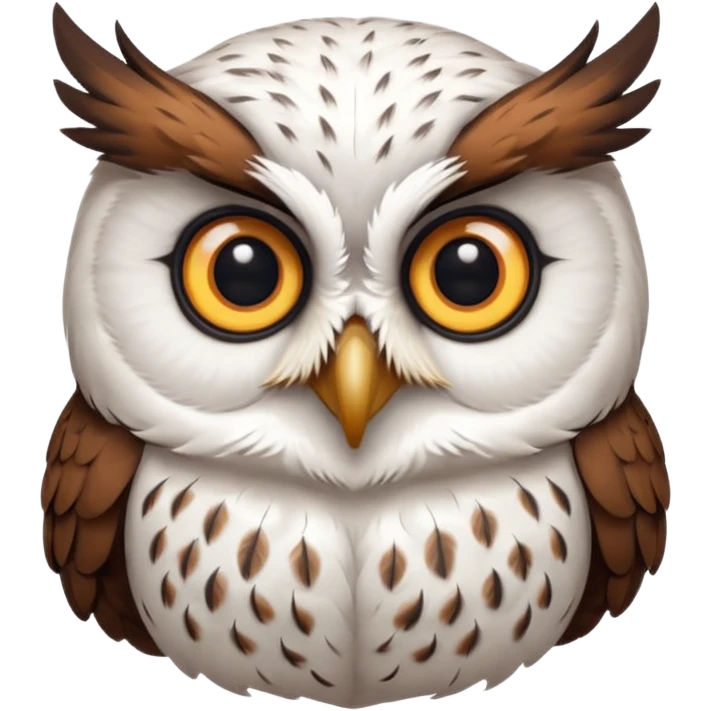 white olw, 45 degree rotate head, questionning emoji