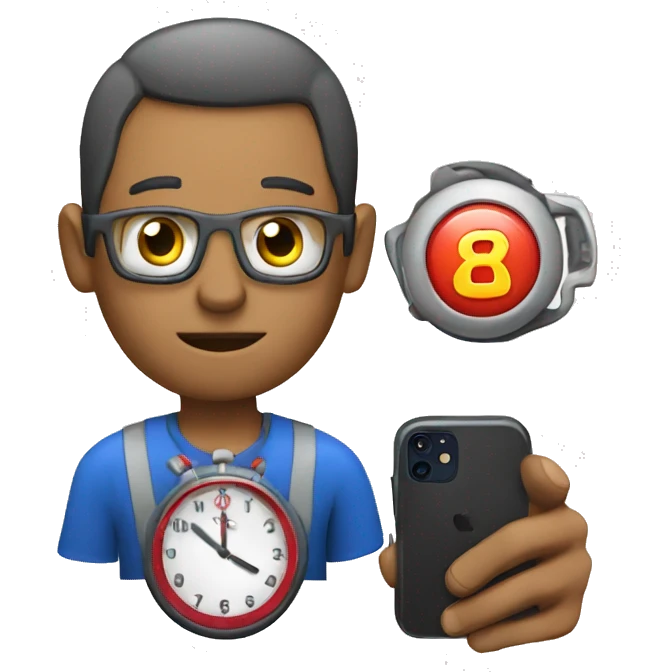 Coach with a timer and phone with apps emoji