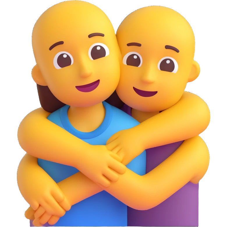 two friends hugging, 3D emoji style emoji