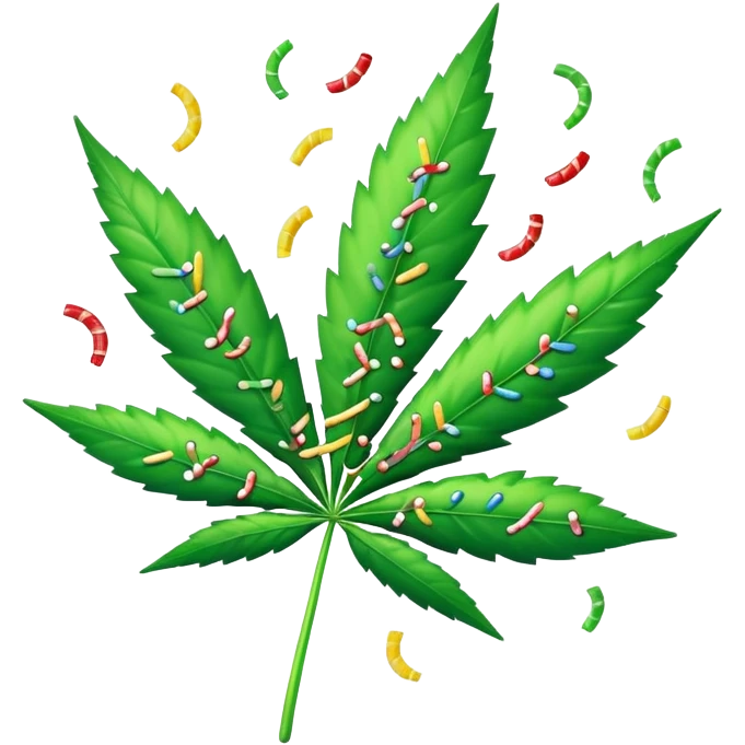 marijuana leaf with candy sprinkles falling around it emoji