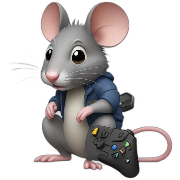 Un rat qui joue à la PlayStation emoji