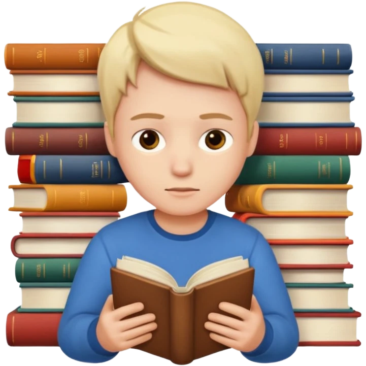 Reader + stack of books emoji