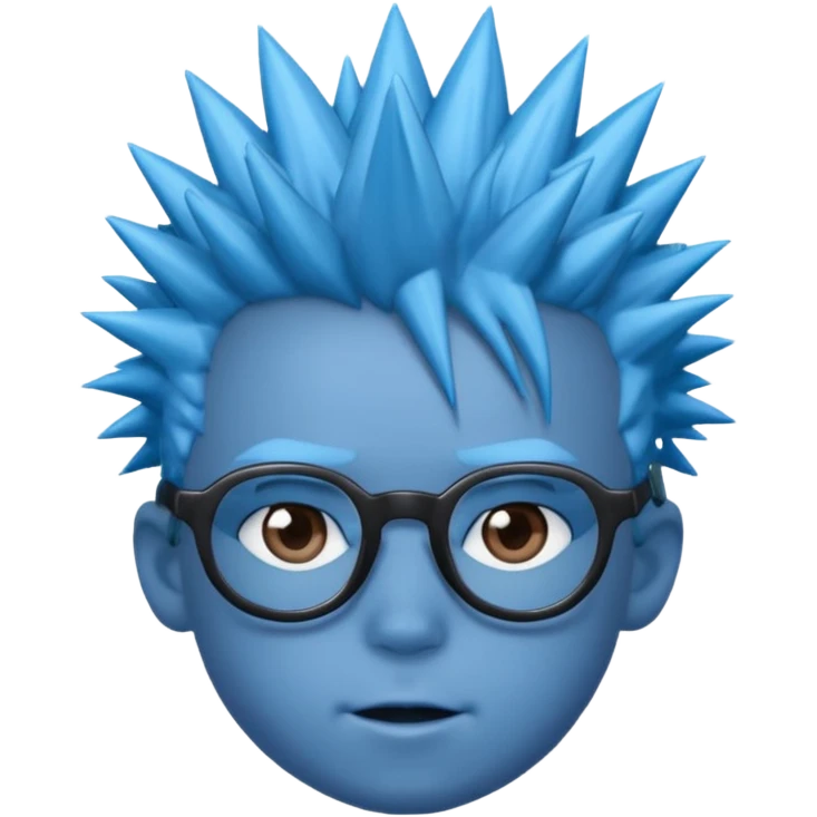 blue spiky haired kid with glasses emoji